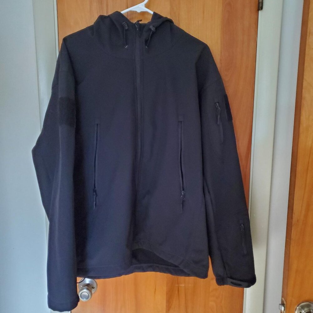 Men's Hooded Rain Jacket - Size 2XL - Black
